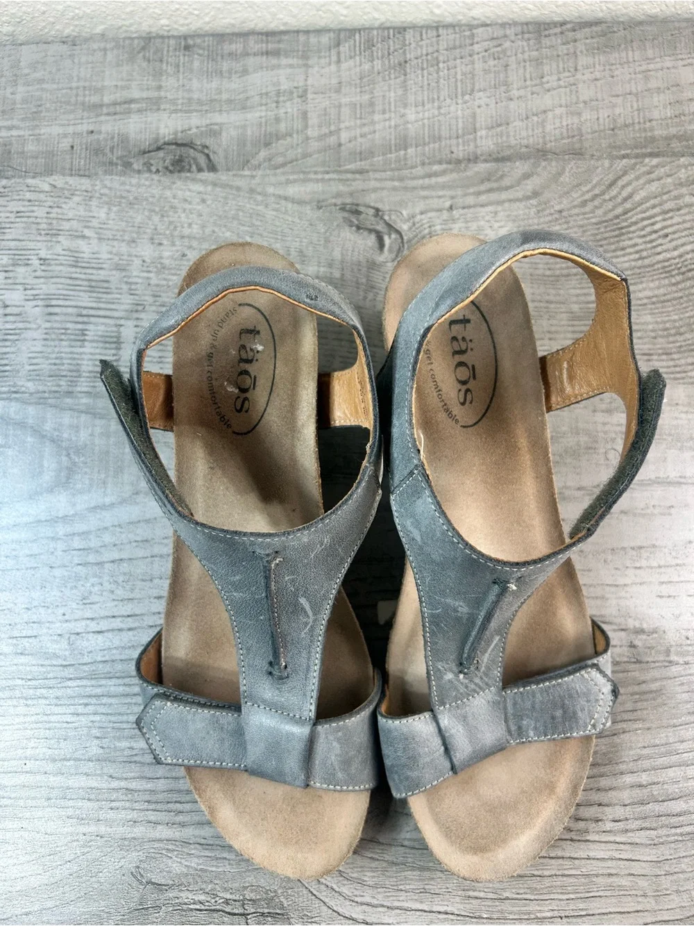 Taos Gray Suede Wedge Sandals - Comfortable Women’s Shoes Size 9-9.5